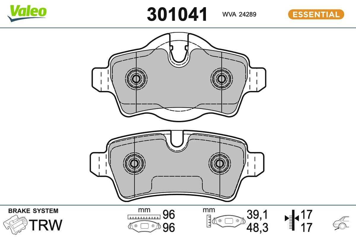 set placute frana,frana disc VALEO ESSENTIAL 301041