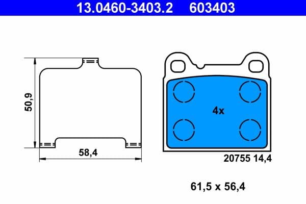 set placute frana,frana disc ATE 13.0460-3403.2