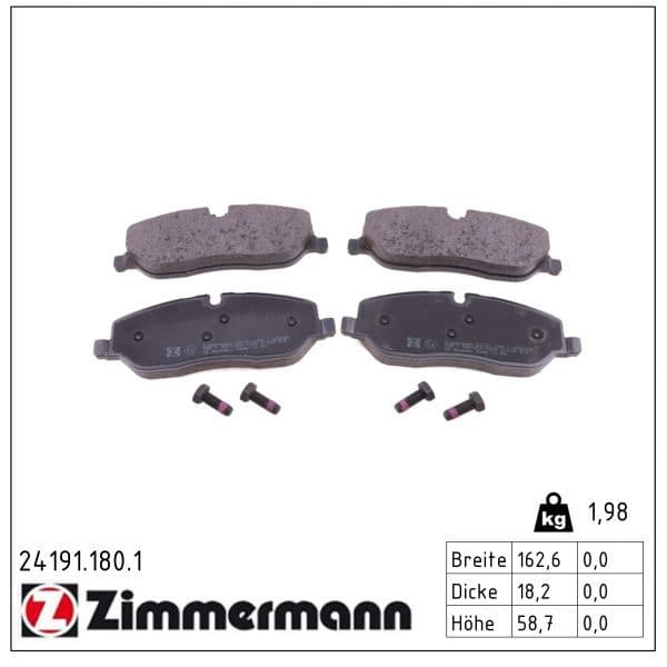 set placute frana,frana disc ZIMMERMANN 24191.180.1