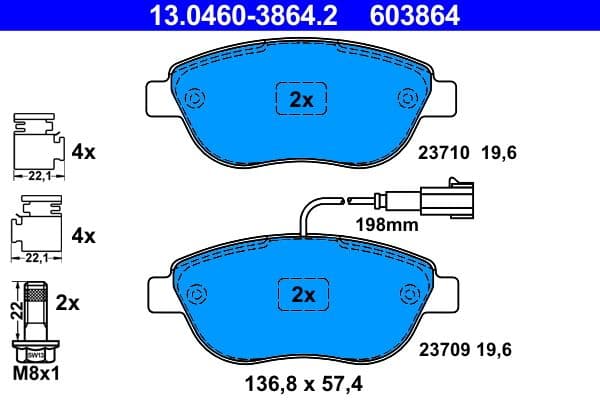 set placute frana,frana disc ATE 13.0460-3864.2