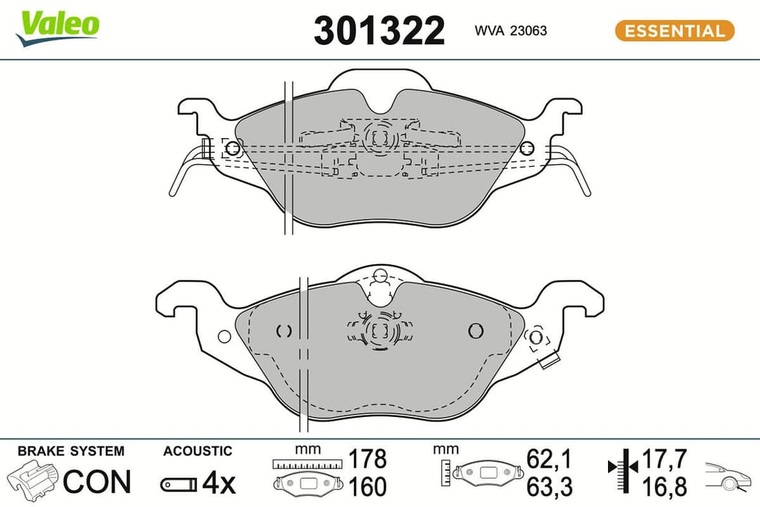 set placute frana,frana disc VALEO ESSENTIAL 301322