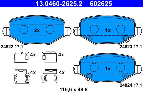 set placute frana,frana disc ATE 13.0460-2625.2