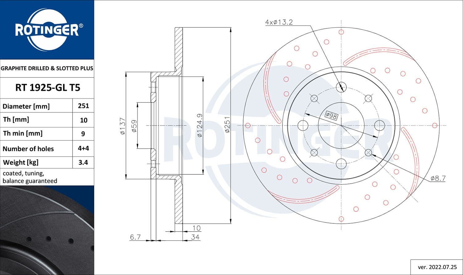 Disc frana ROTINGER RT 1925-GL T5