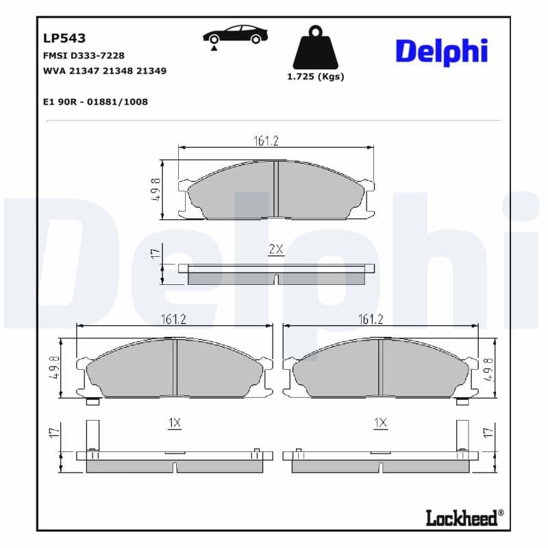 set placute frana,frana disc DELPHI LP543