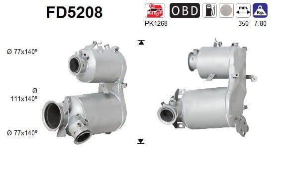 Filtru funingine/particule, sist.de esapament AS FD5208