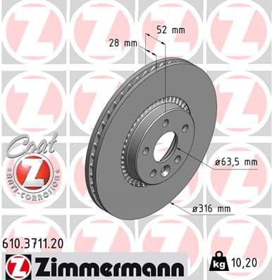 Disc frana ZIMMERMANN COAT Z 610.3711.20