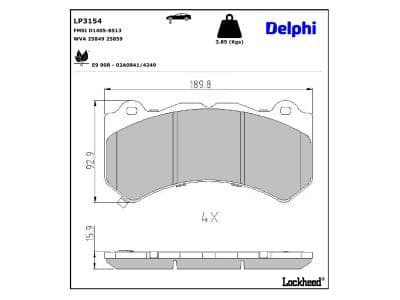 set placute frana,frana disc DELPHI LP3154