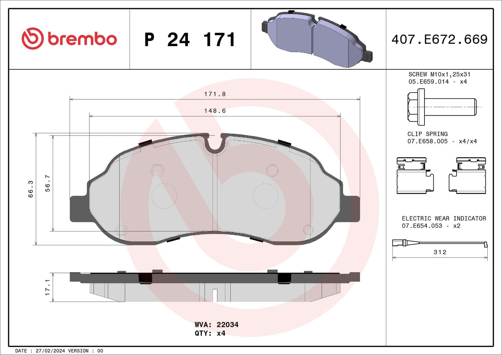 set placute frana,frana disc BREMBO PRIME LINE P 24 171
