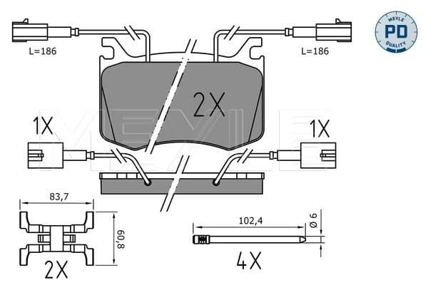 set placute frana,frana disc MEYLE -PD: Advanced performance and design. 025 220 9115/PD