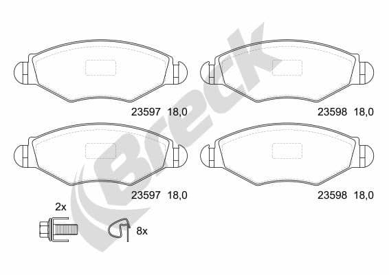 set placute frana,frana disc BRECK 23597 00 702 10
