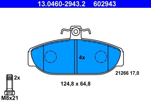 set placute frana,frana disc ATE 13.0460-2943.2