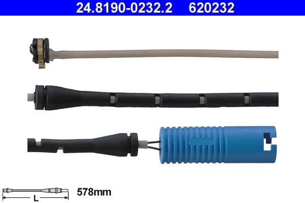 senzor de avertizare,uzura placute de frana ATE 24.8190-0232.2