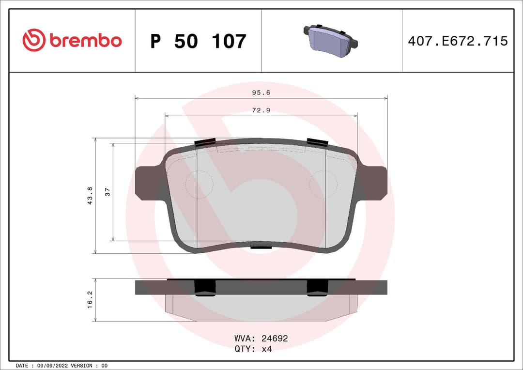 set placute frana,frana disc BREMBO PRIME LINE P 50 107