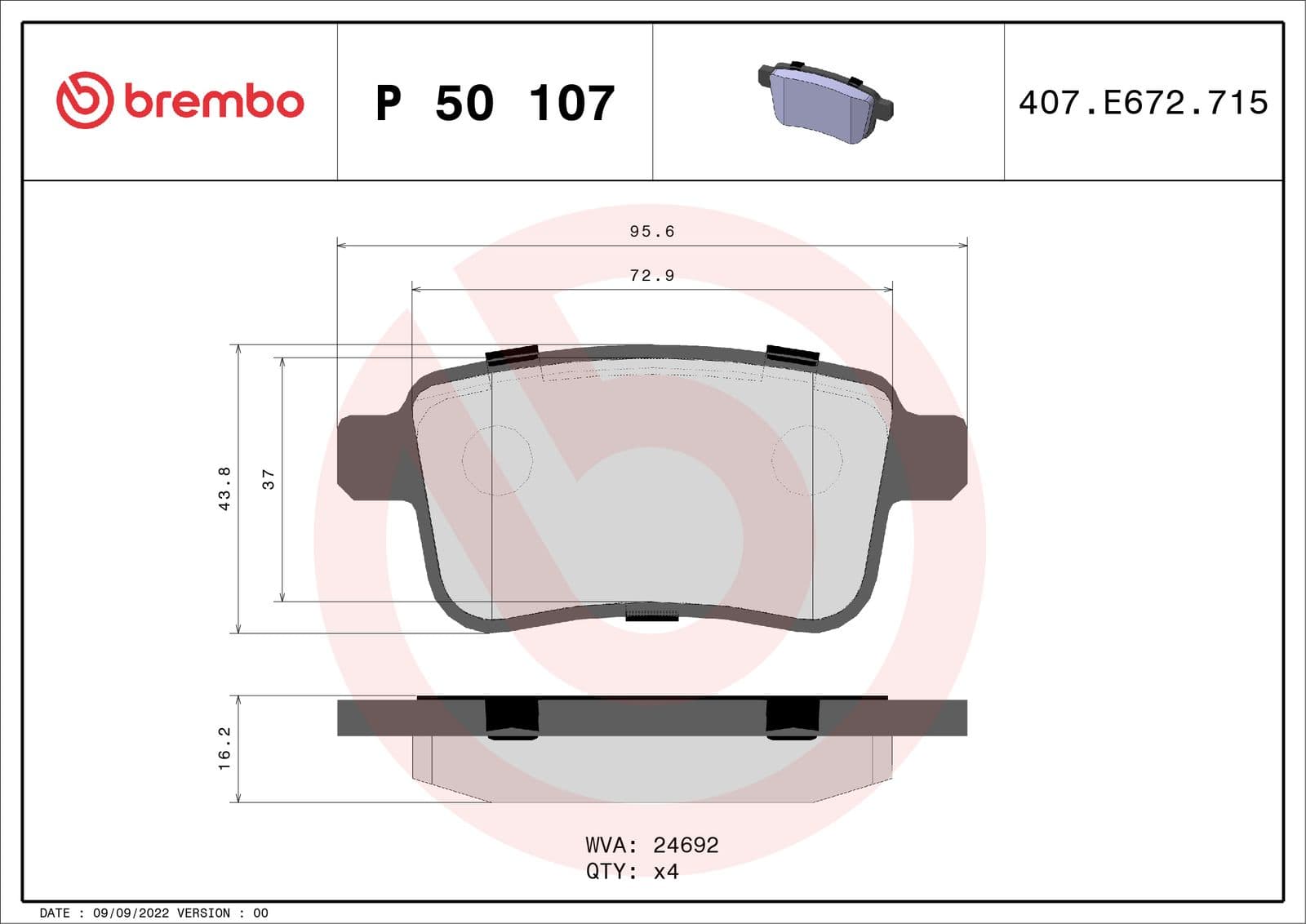 set placute frana,frana disc BREMBO PRIME LINE P 50 107