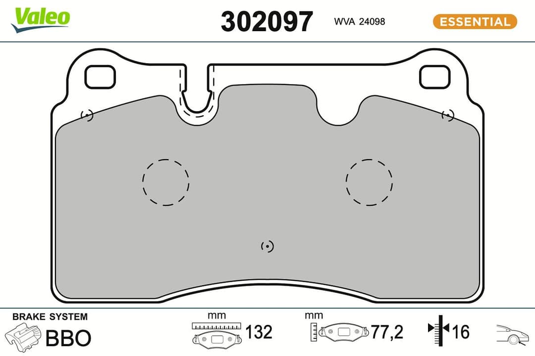 set placute frana,frana disc VALEO ESSENTIAL 302097