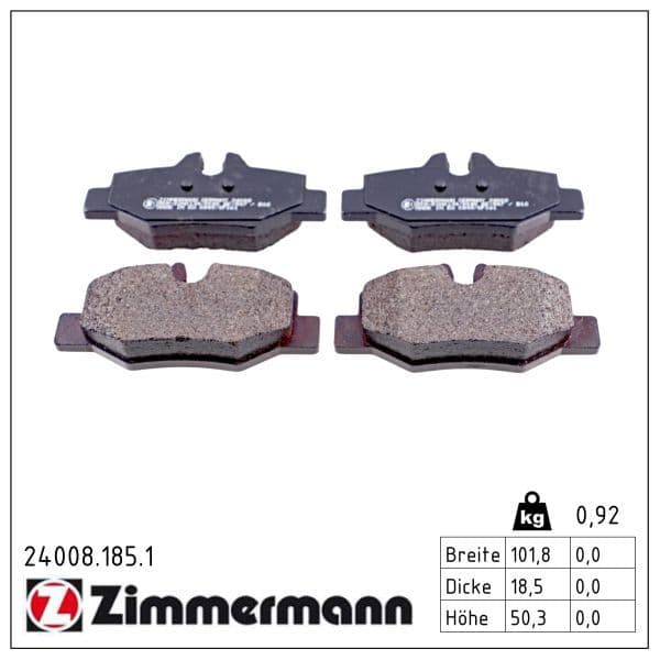 set placute frana,frana disc ZIMMERMANN 24008.185.1