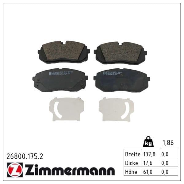 set placute frana,frana disc ZIMMERMANN 26800.175.2