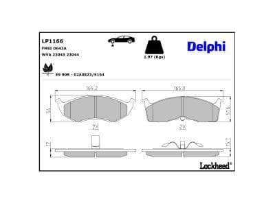 set placute frana,frana disc DELPHI LP1166