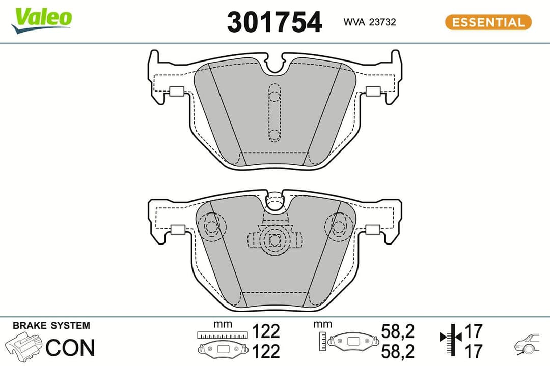 set placute frana,frana disc VALEO ESSENTIAL 301754