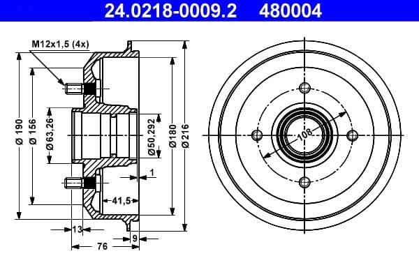 Tambur frana ATE 24.0218-0009.2