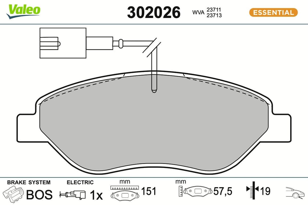 set placute frana,frana disc VALEO ESSENTIAL 302026