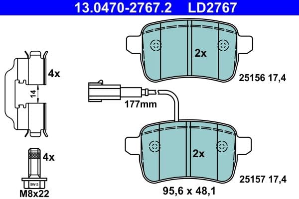 set placute frana,frana disc ATE Ceramic 13.0470-2767.2