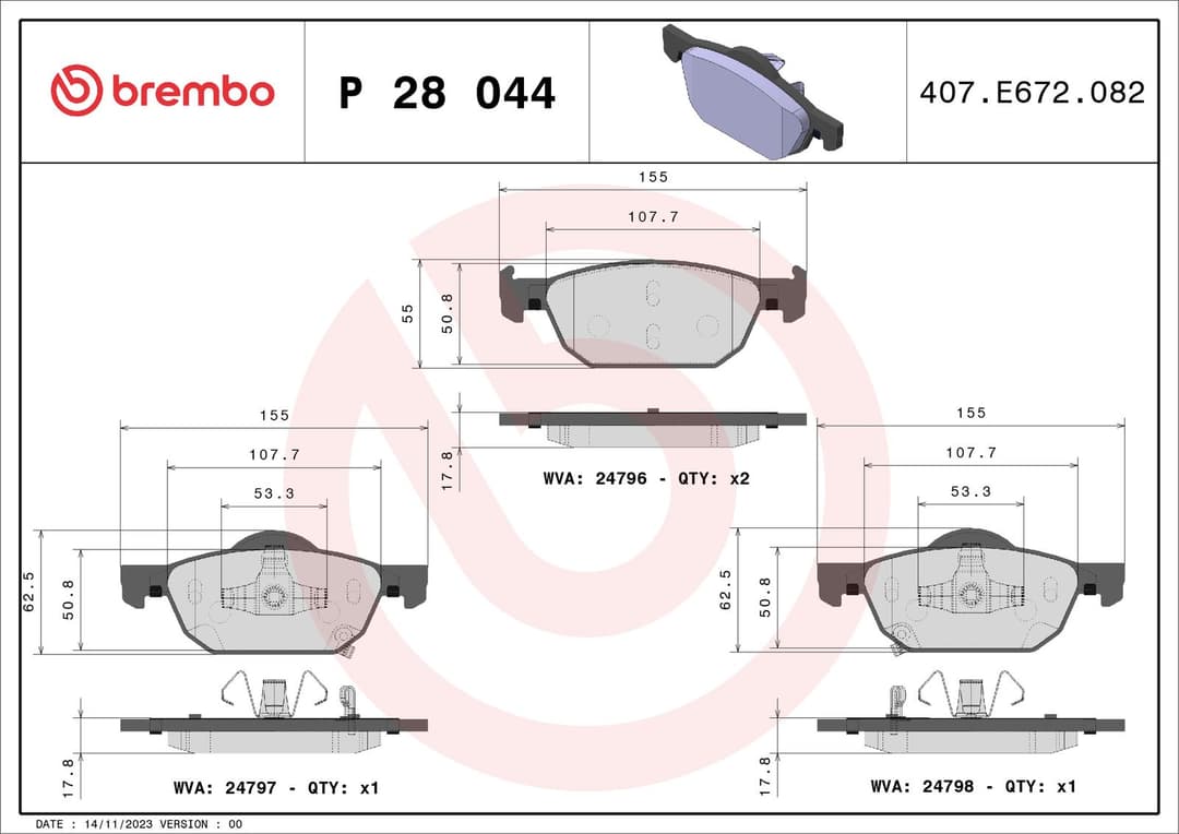 set placute frana,frana disc BREMBO PRIME LINE P 28 044