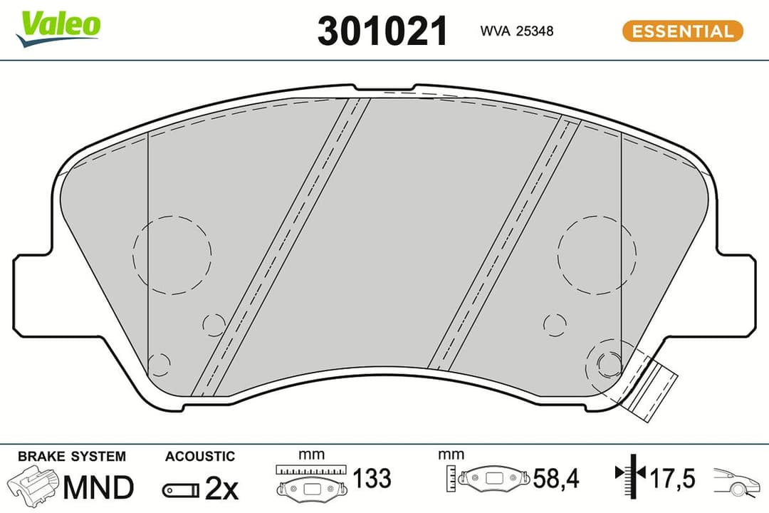 set placute frana,frana disc VALEO ESSENTIAL 301021