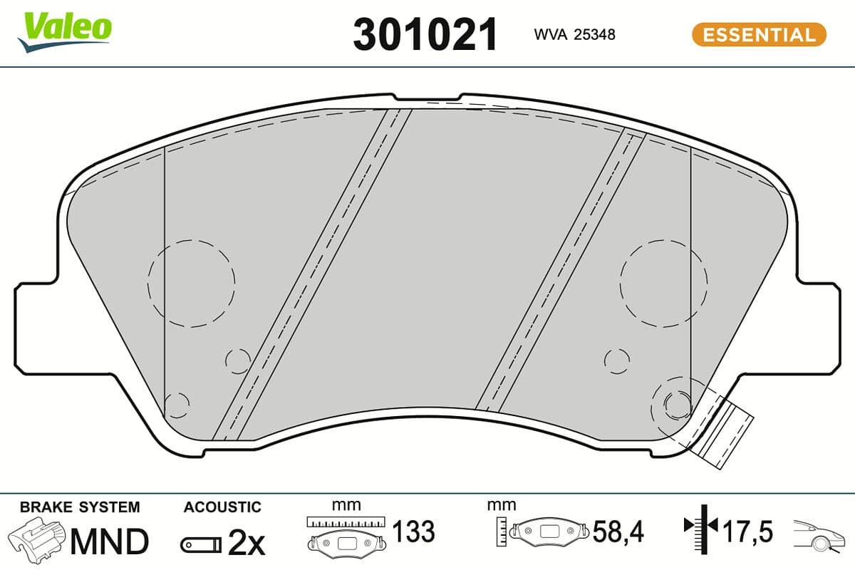 set placute frana,frana disc VALEO ESSENTIAL 301021