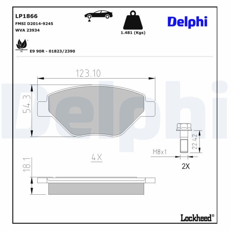 set placute frana,frana disc DELPHI LP1866