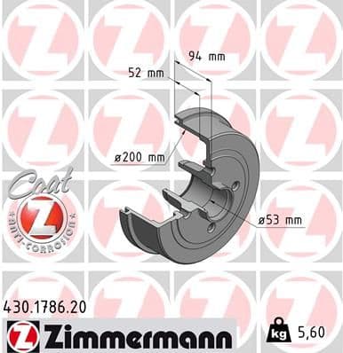 Tambur frana ZIMMERMANN COAT Z 430.1786.20