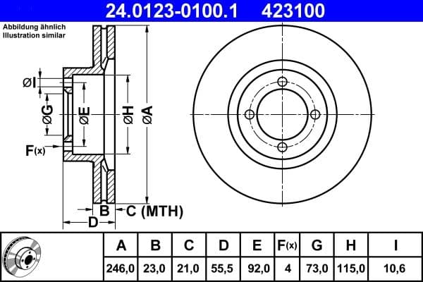 Disc frana ATE 24.0123-0100.1
