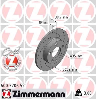 Disc frana ZIMMERMANN 600.3206.52