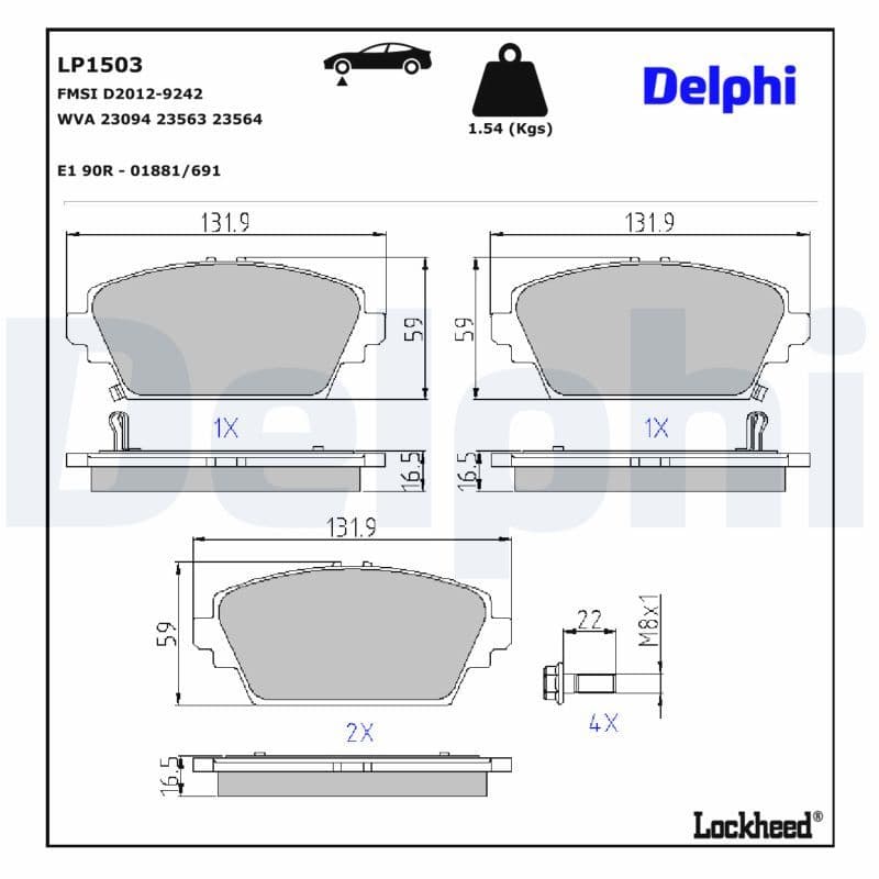 set placute frana,frana disc DELPHI LP1503