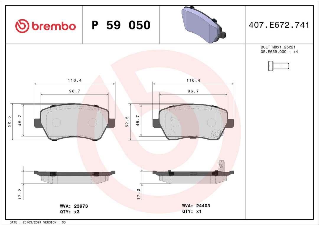 set placute frana,frana disc BREMBO PRIME LINE P 59 050