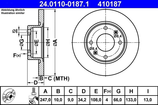 Disc frana ATE 24.0110-0187.1