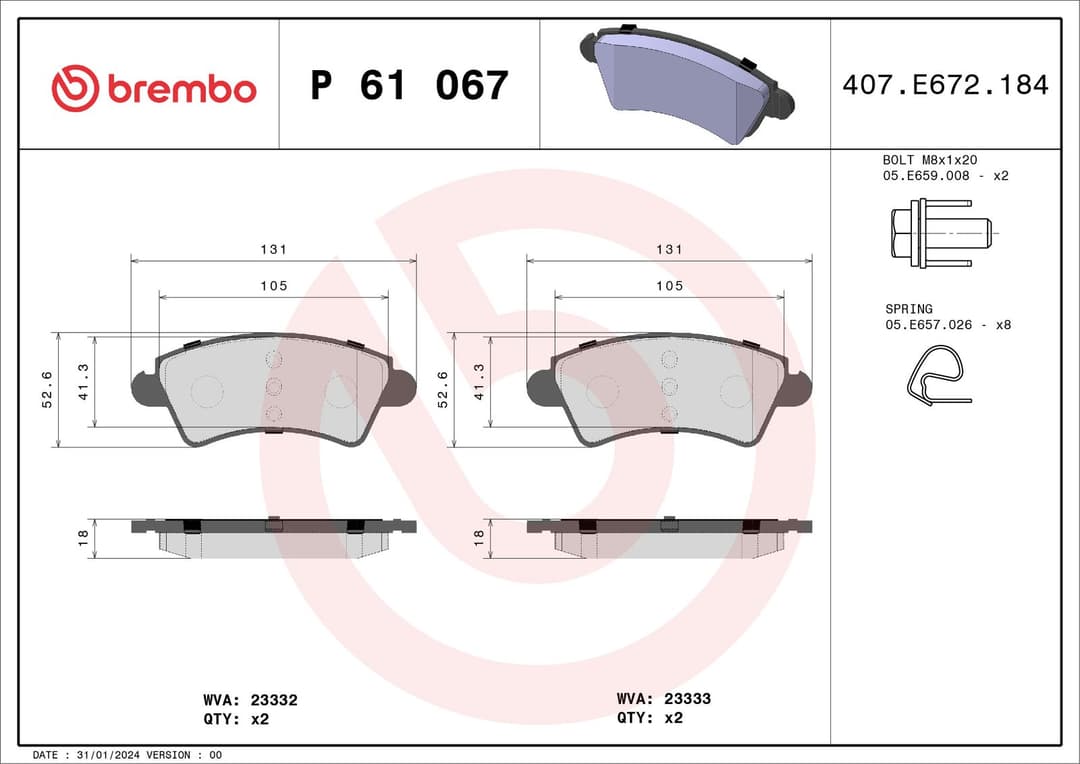 set placute frana,frana disc BREMBO PRIME LINE P 61 067