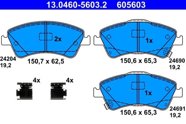 set placute frana,frana disc ATE 13.0460-5603.2