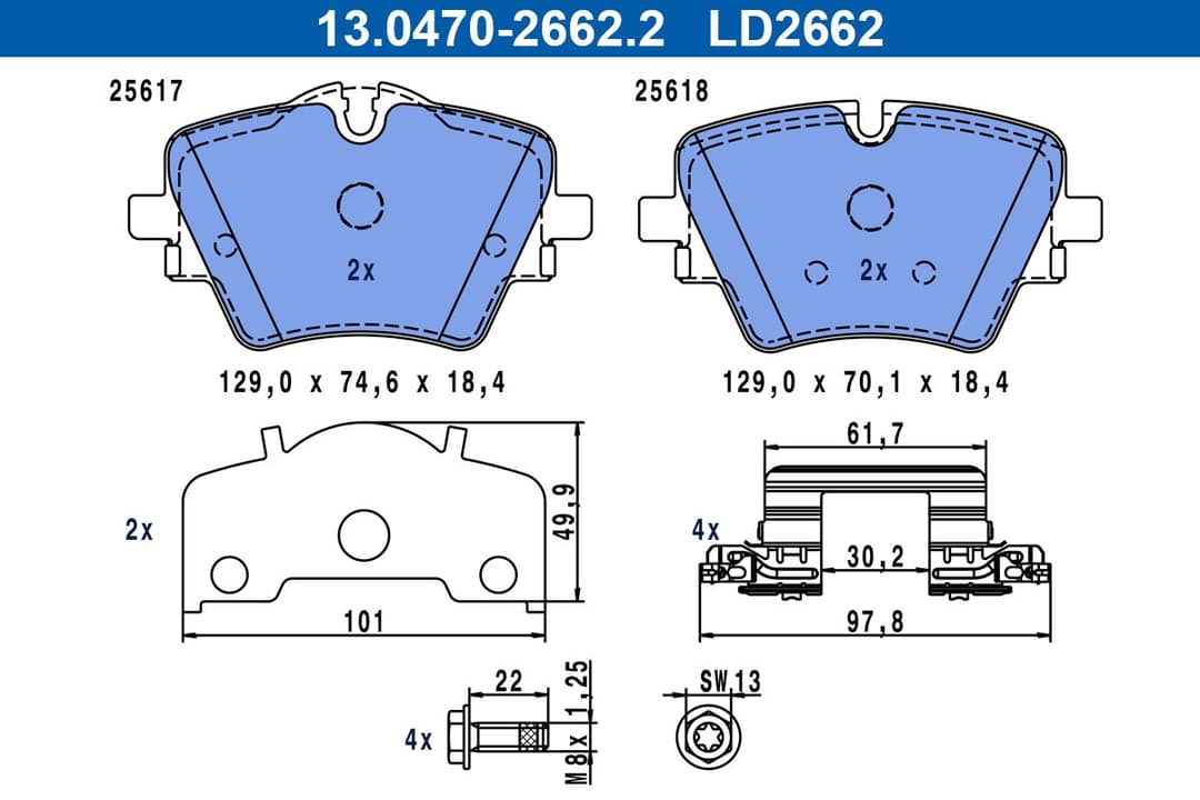 set placute frana,frana disc ATE Ceramic 13.0470-2662.2