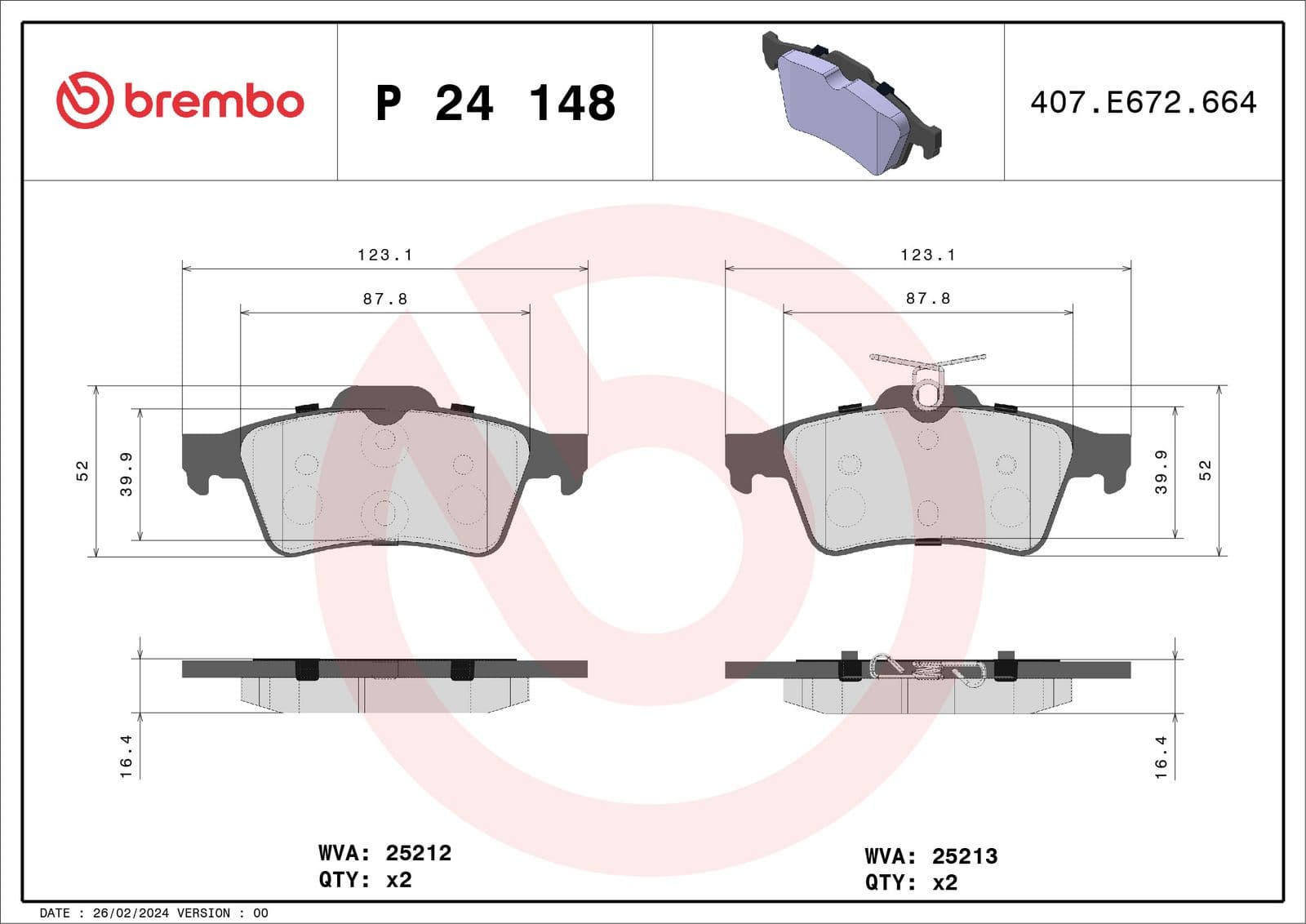 set placute frana,frana disc BREMBO PRIME LINE P 24 148