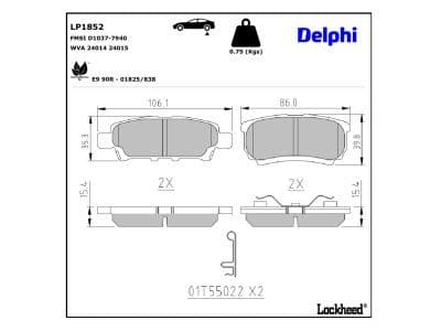 set placute frana,frana disc DELPHI LP1852