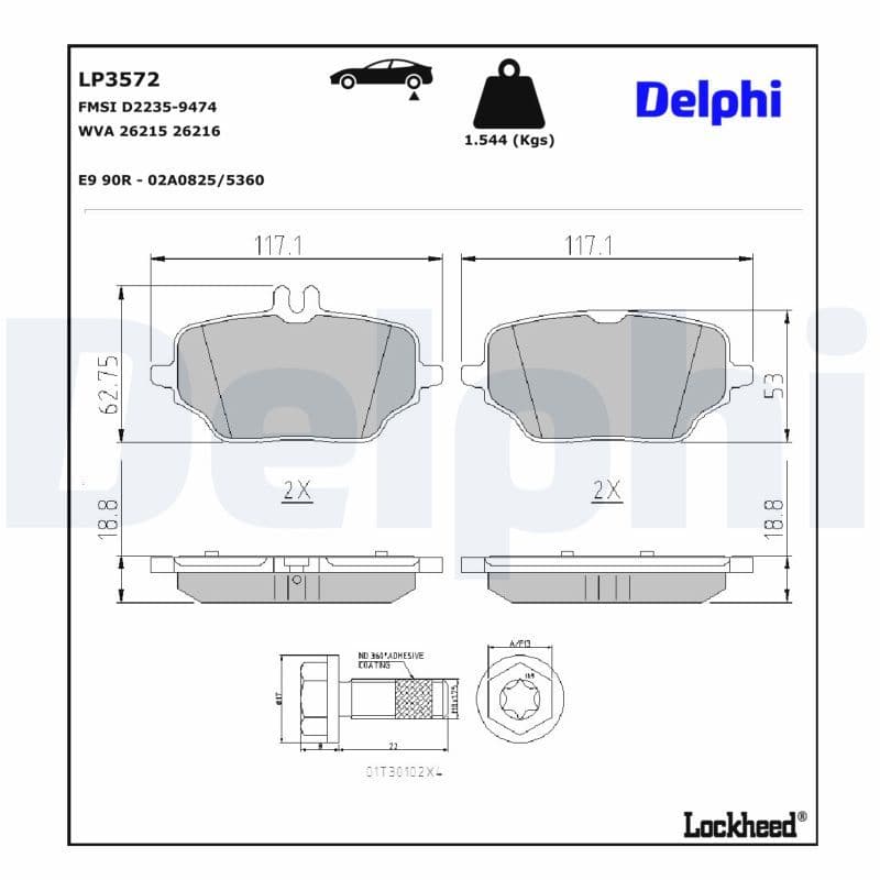 set placute frana,frana disc DELPHI LP3572