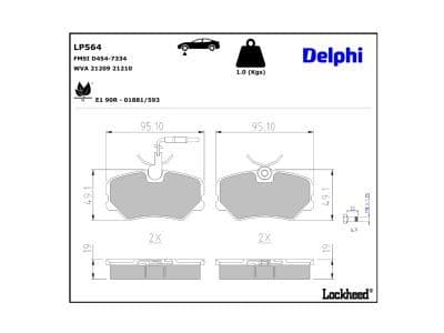 set placute frana,frana disc DELPHI LP564