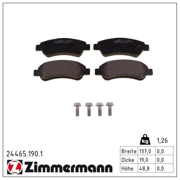 set placute frana,frana disc ZIMMERMANN 24465.190.1