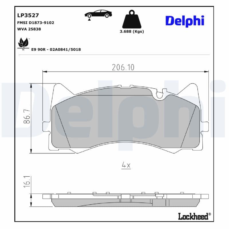 set placute frana,frana disc DELPHI LP3527