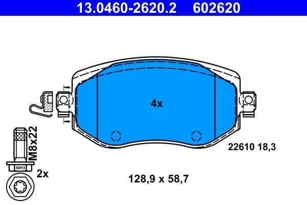 set placute frana,frana disc ATE 13.0460-2620.2