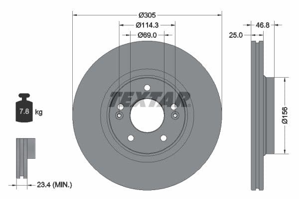 Disc frana TEXTAR PRO+ 92292205