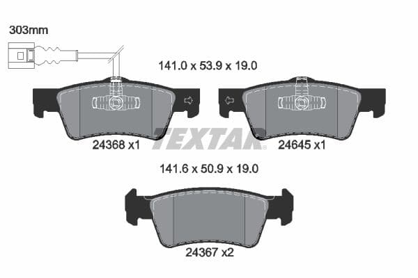 set placute frana,frana disc TEXTAR Q+ 2436801