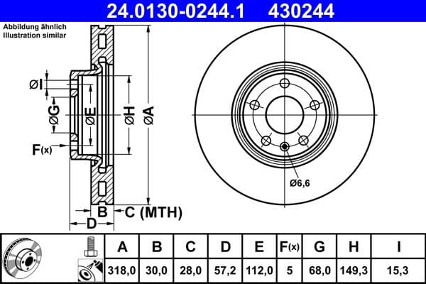 Disc frana ATE 24.0130-0244.1
