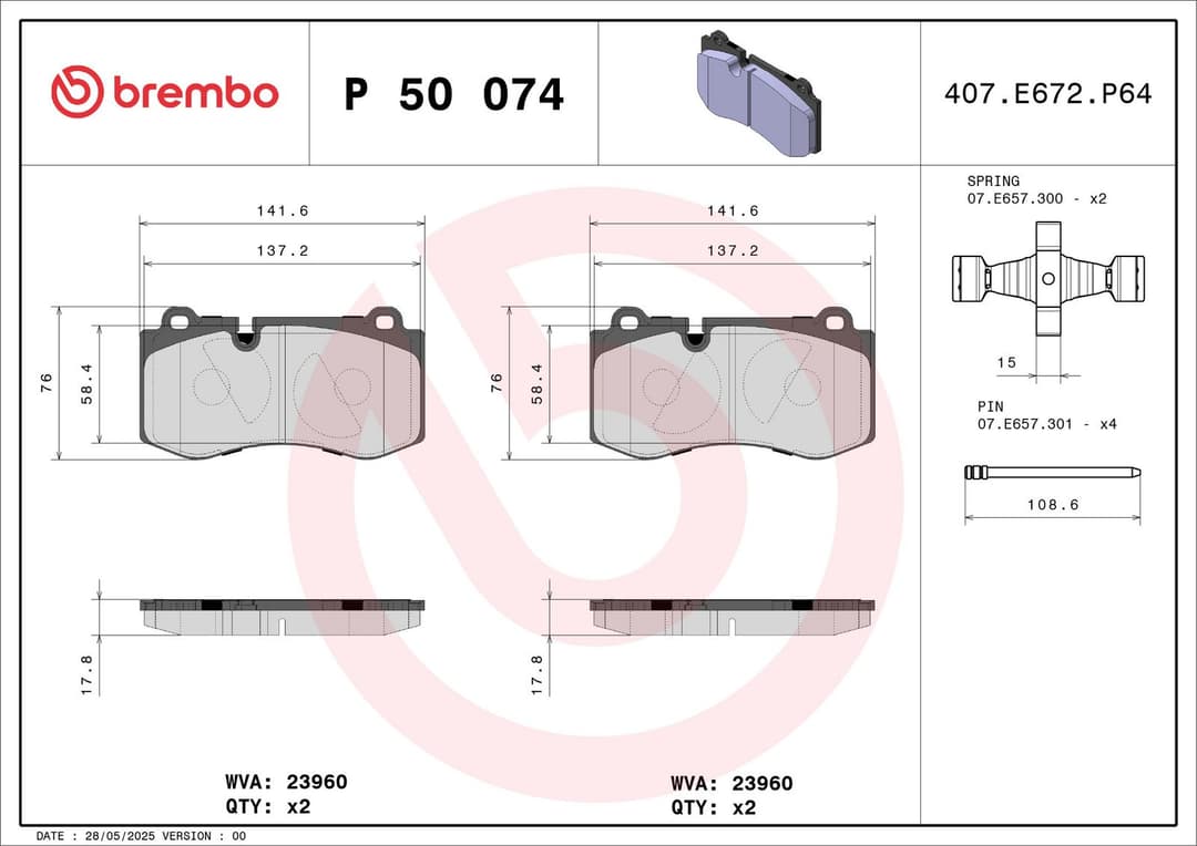 set placute frana,frana disc BREMBO PRIME LINE P 50 074